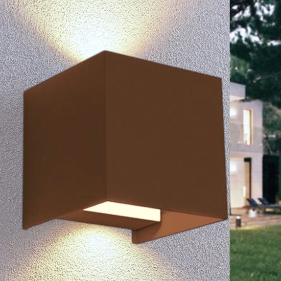Life applique per esterni cubo marron led 20w 3000k 4000k 5000k