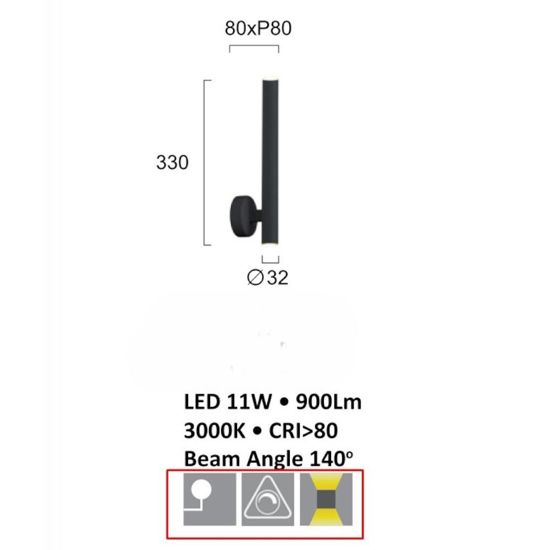 Applique cilindro rame moderna led 11w 3000k dimmerabile fp