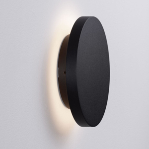 Applique da esterno cerchio disco nero led 12w 3000k