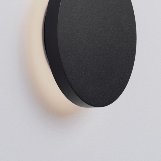 Applique da esterno cerchio disco nero led 12w 3000k