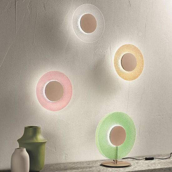 Applique ondaluce ap candy vetro trasparente led design tondo moderno