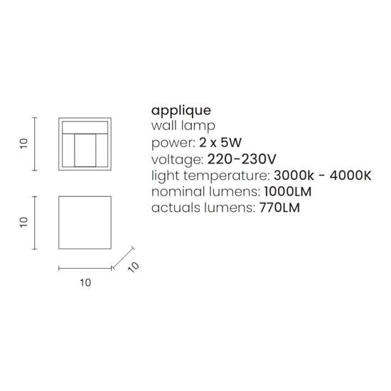 Ap cube ondaluce applique led da esterno bianca