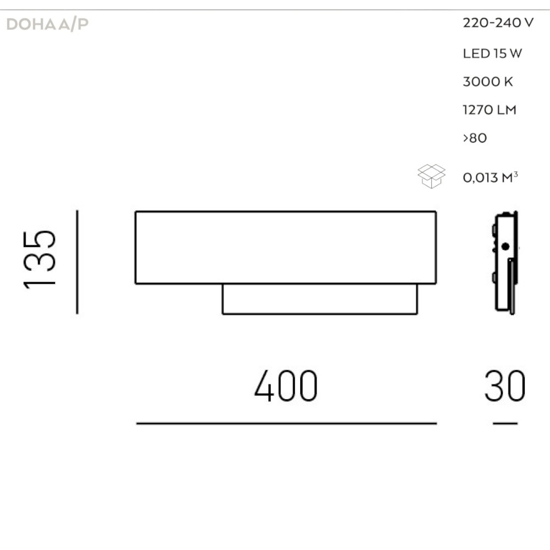 Gea luce doha applique led piccolo nero 15w 3000k 