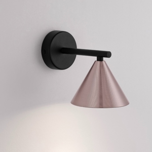Applique da parete a cono paralume colore oro rosa