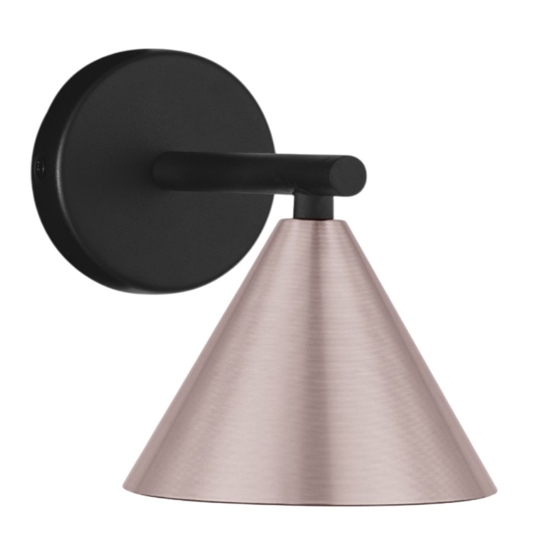 Applique da parete a cono paralume colore oro rosa