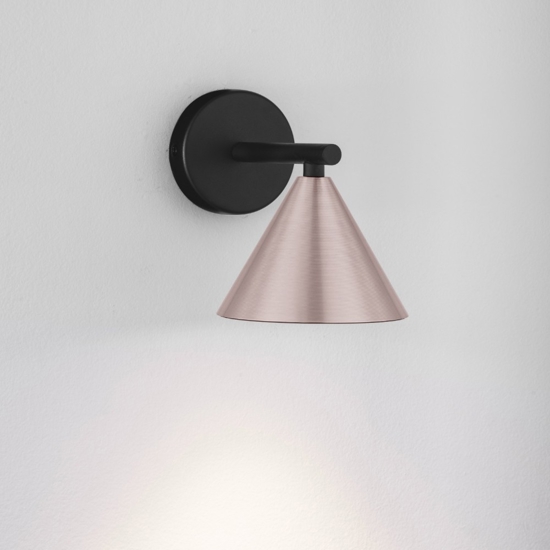 Applique da parete a cono paralume colore oro rosa
