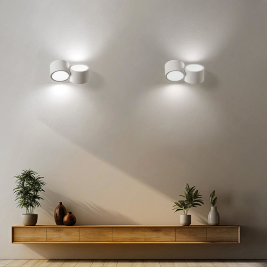 Applique di gesso bianco due luci rotonde sforzin nasso