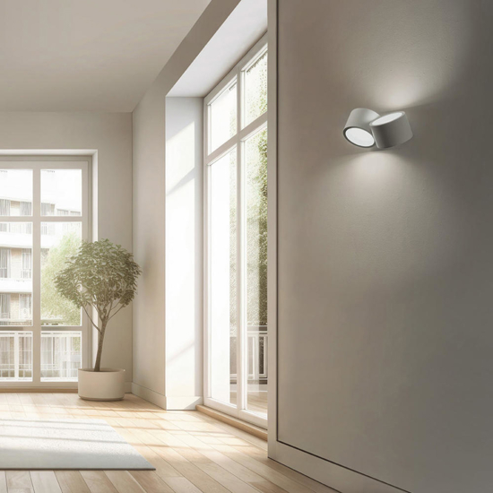 Applique di gesso bianco due luci rotonde sforzin nasso