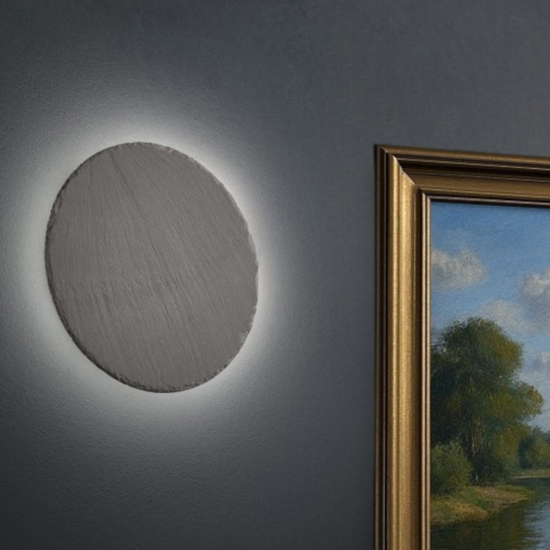 Applique cerchio di ardesia antracite led 9w 3000k dimmerabile