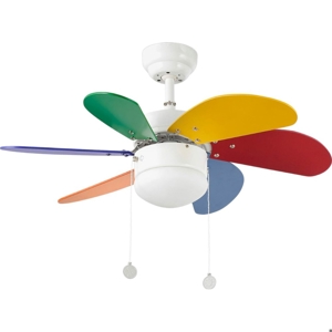 Ventilatore da soffitto per cameretta multicolor con luce