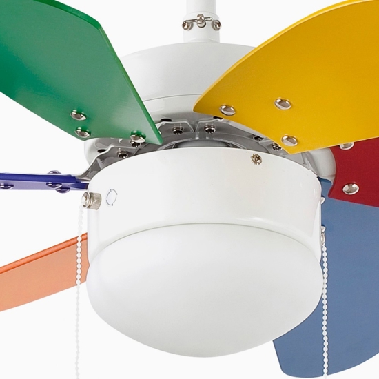Ventilatore da soffitto per cameretta multicolor con luce