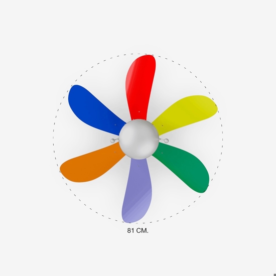 Ventilatore da soffitto per cameretta multicolor con luce