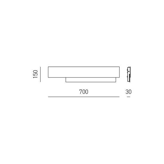 Applique led 25w 3000k doha gea luce nero moderno