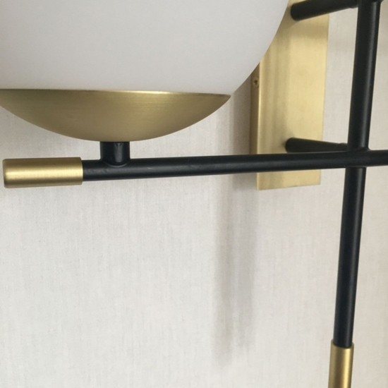 Maytoni nostalgia applique da parete nero oro 2 luci sfere vetro per soggiorno