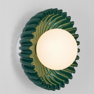 Applique da parete verde ceramica sfera vetro