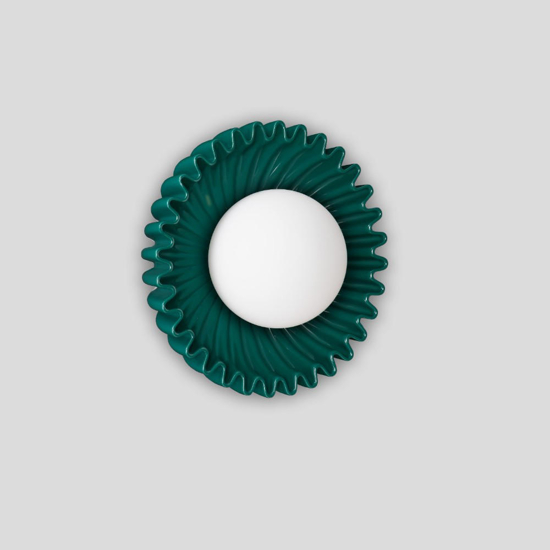 Applique da parete verde ceramica sfera vetro