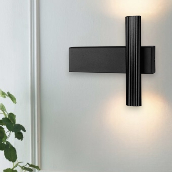 Applique nero da parete moderna led 3000k duplice fascio luminoso