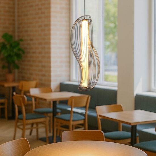 Maytoni shadows lampada a sopensione led 20w 3000k con gabbia decorativa