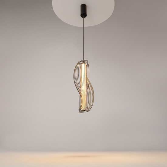 Maytoni shadows lampada a sopensione led 20w 3000k con gabbia decorativa