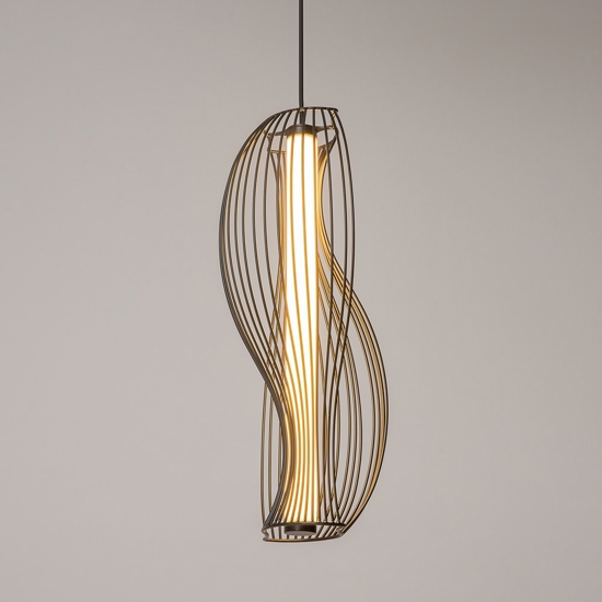 Maytoni shadows lampada a sopensione led 20w 3000k con gabbia decorativa