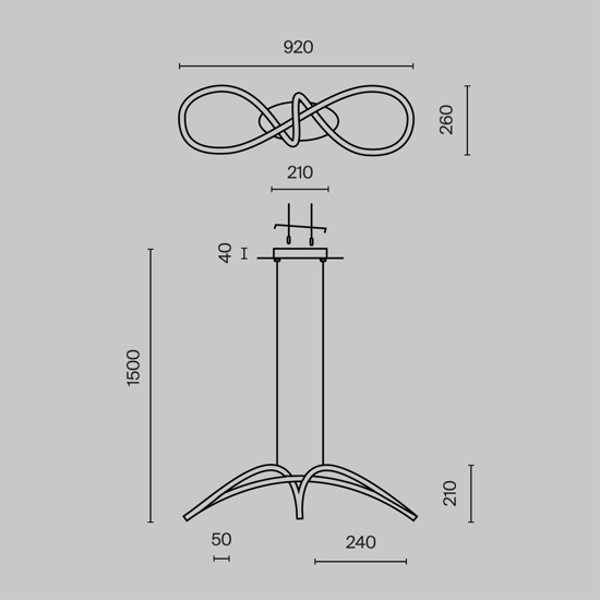 Maytoni curve lampadario led 42w 4000k per cucina
