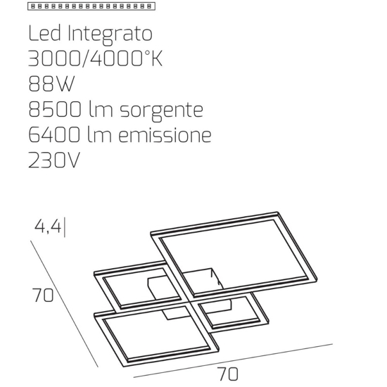 Plafoniera led 88w bianca 3000k 4000k moderna