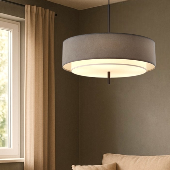 Maytoni bergamo lampadario moderno circolare in tessuto