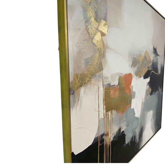 Quadro astratto 100x100 cm moderno decorato cornice oro