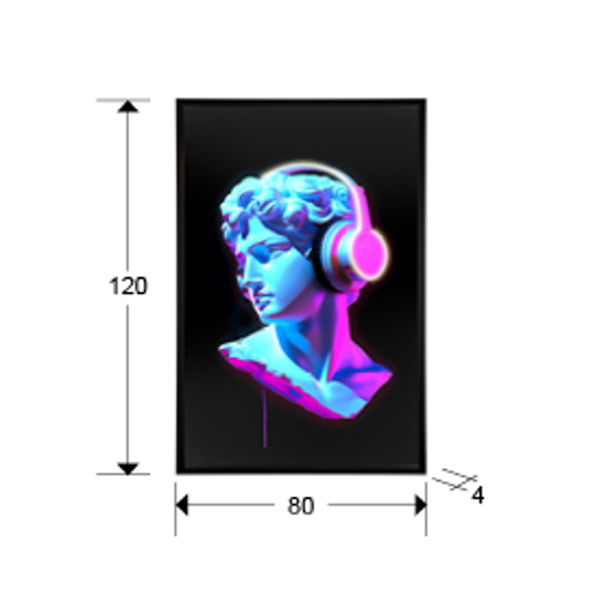 Quadro busto con cuffie moderno luminoso led 120x80 cm