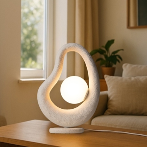 Maytoni opus lampada da tavolo bianca effetto pietra