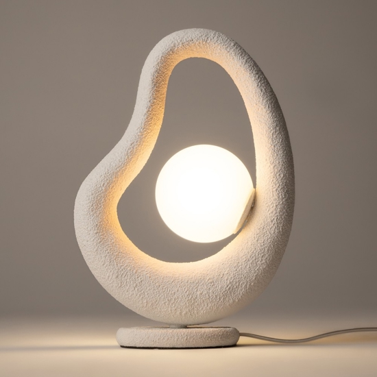 Maytoni opus lampada da tavolo bianca effetto pietra