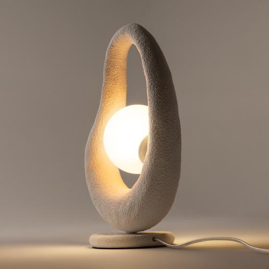 Maytoni opus lampada da tavolo bianca effetto pietra