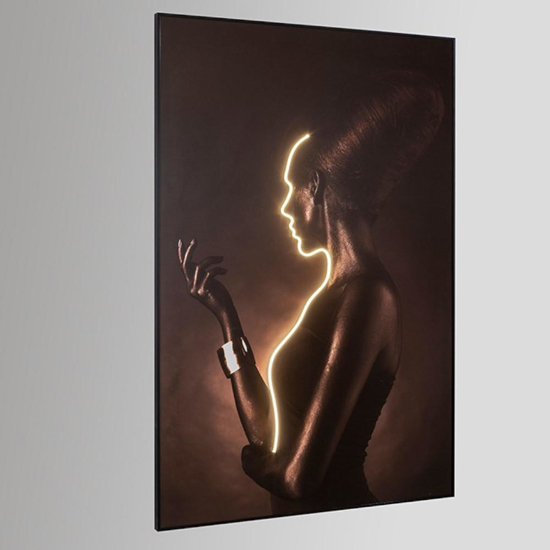 Quadro con luce led profilo di donna 180x120 cm moderno luminoso