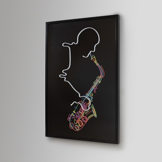 Quadro sassofono con luce led moderno luminoso 120x80 cm