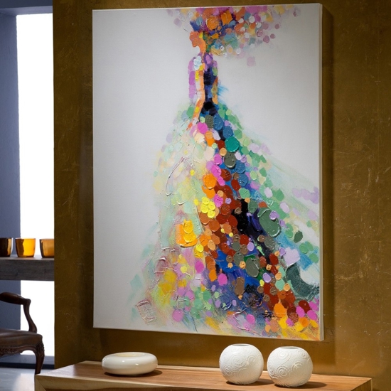 Quadro diva moderno multicolor dipinto 90x120 cm