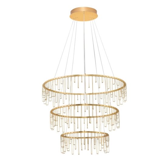 Lampadario per salone stelle cadenti oro ramato moderno led 72w 3000k