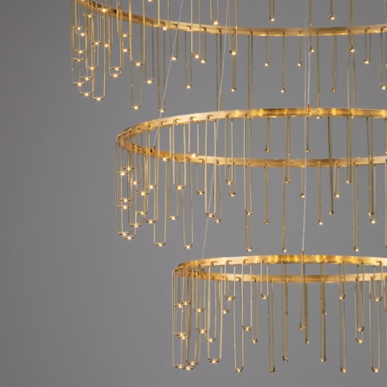 Lampadario per salone stelle cadenti oro ramato moderno led 72w 3000k