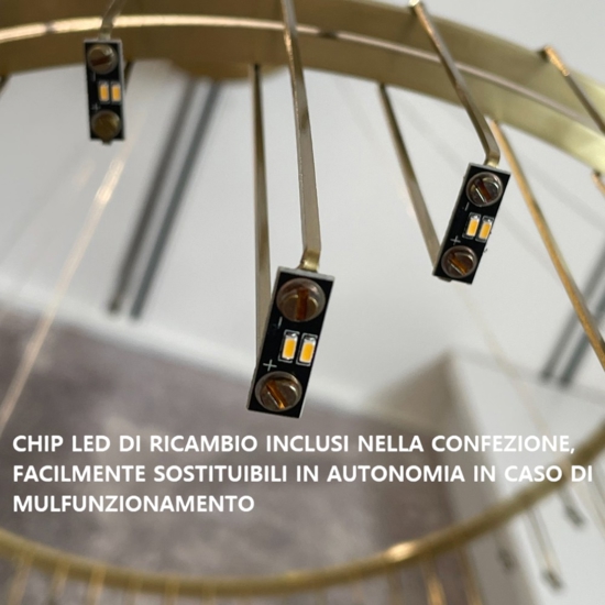 Lampadario per salone stelle cadenti oro ramato moderno led 72w 3000k