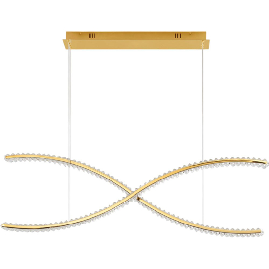 Lampadario dorato con cristalli led 95w 3500k per soggiorno moderno