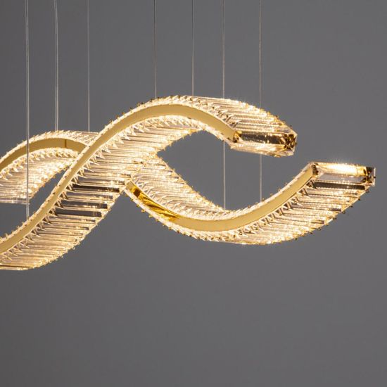 Lampadario dorato con cristalli led 95w 3500k per soggiorno moderno