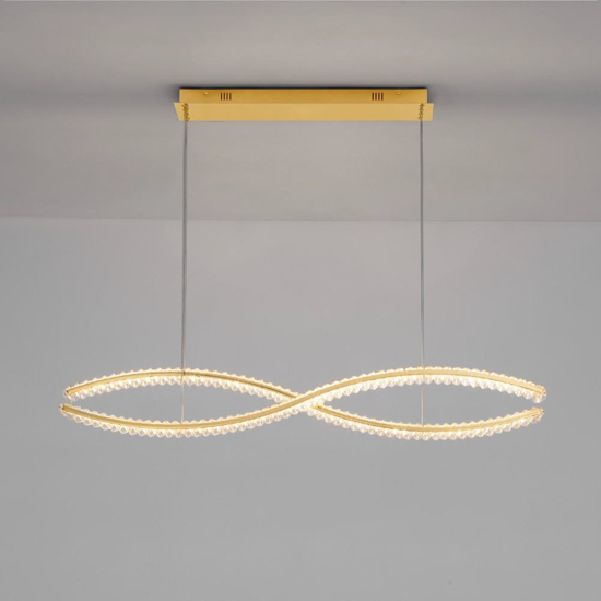 Lampadario dorato con cristalli led 95w 3500k per soggiorno moderno
