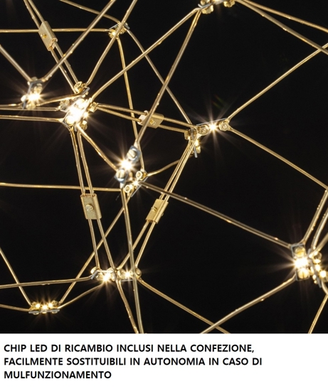 Lampadario moderno sfera oro led 22w 3000k per salotto