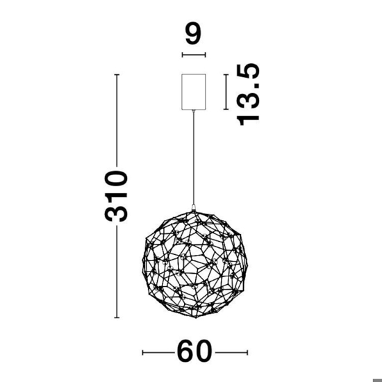 Lampadario moderno sfera oro led 22w 3000k per salotto