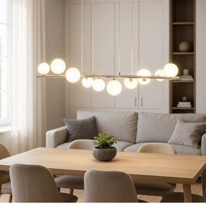 Lampadario per soggiorno moderno spirale cromo sfere di vetro