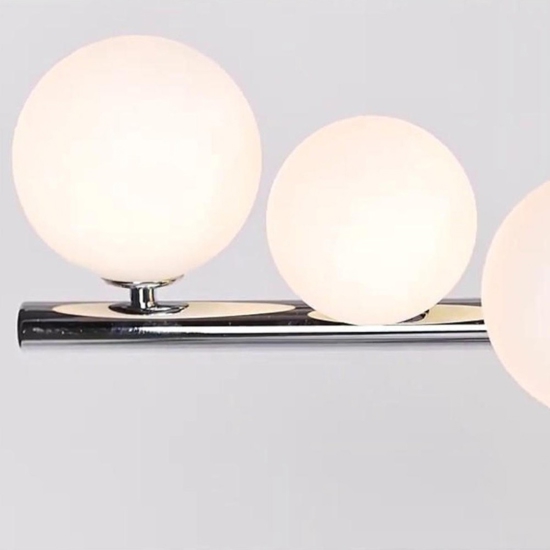 Lampadario per soggiorno moderno spirale cromo sfere di vetro