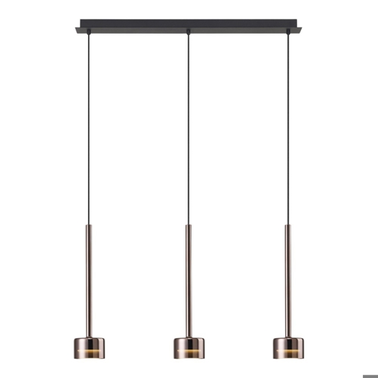 Lampadario per cucina moderna 3 luci vetri rame
