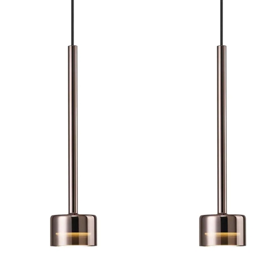 Lampadario per cucina moderna 3 luci vetri rame