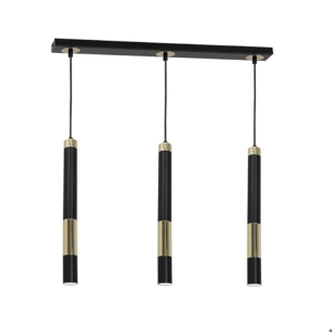 Visualizza i dettagli per Lampadario per cucina 3 cilindri nero oro Lampadario per cucina 3 cilindri nero oro