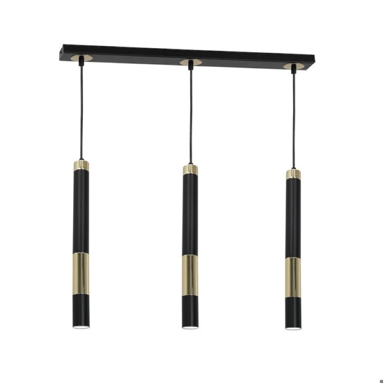 Lampadario per cucina 3 cilindri nero oro fp