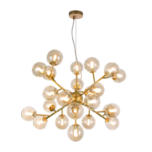 Lampadario dallas moderno oro per soggiorno vetri sfere ambra trasparente maytoni